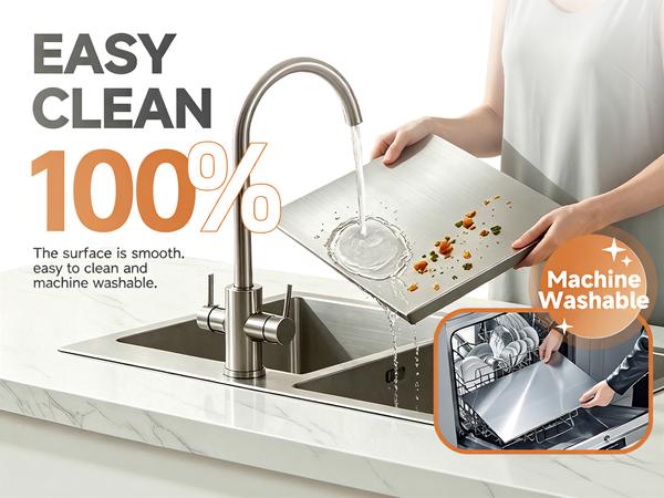 Sykexonm 304 Stainless Steel Cutting Board for Kitchen with Counter Lip &amp;amp; Non-slip Mat