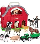 Farm Animals Toys for 1 2 3 4 5 Year old Toddlers Girls Boys, Big Red Barn Farm with Figures Anim...