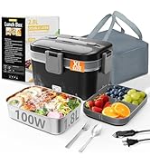 Electric Lunch Box for Adults, 2.8L Double Layer 100W Fast Heated Lunch Box, Heating Food Heater ...