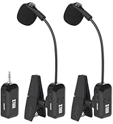 XTUGA Wireless Saxophone Microphone System 2.4G Rechargeable Clip-On Wireless Instrument Micropho...