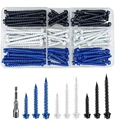 Wensilon (117 PCS) 3/16 "Slotted Hexagonal Concrete Screw anchoring kit, Three Color Hexagonal (B...