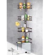 Corner Shower Caddy Tension Pole: Rustproof Stable 4-Tier Bathroom Organizer Shelves for Bathtub ...