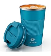 CS COSDDI Stainless Steel Travel Mug 12oz - Vacuum Insulated Coffee Travel Mug Spill Proof with L...