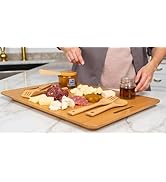 Pegasus Supply Co Serving Board Set with 4 Bamboo Utensils, Natural Wood Charcuterie Platter for ...
