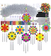 Winlyn 24 Sets Lotus Flower Suncatcher Wind Chimes Decorations DIY Window Paint Art Stickers Craf...