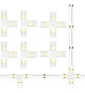 MIWISE 10mm Connectors Kit for 4-Pin RGB COB LED Strip,4pcs T-Shaped Connectors,2pcs Cross Connec...
