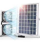 SOLPERK Solar Fan for Shed, 10w Chicken Coop Solar Panel Fan, Solar Greenhouse Fan with 11.8ft/3....