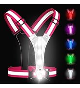 Zacro Reflective Vest for Running with Light Pink, 5 RGB Colors High Visibility Rechargeable Ligh...