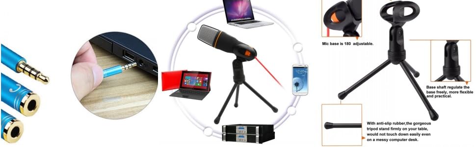 Professional Condenser Sound Podcast Studio Microphone for PC Laptop Skype MSN Computer Recording