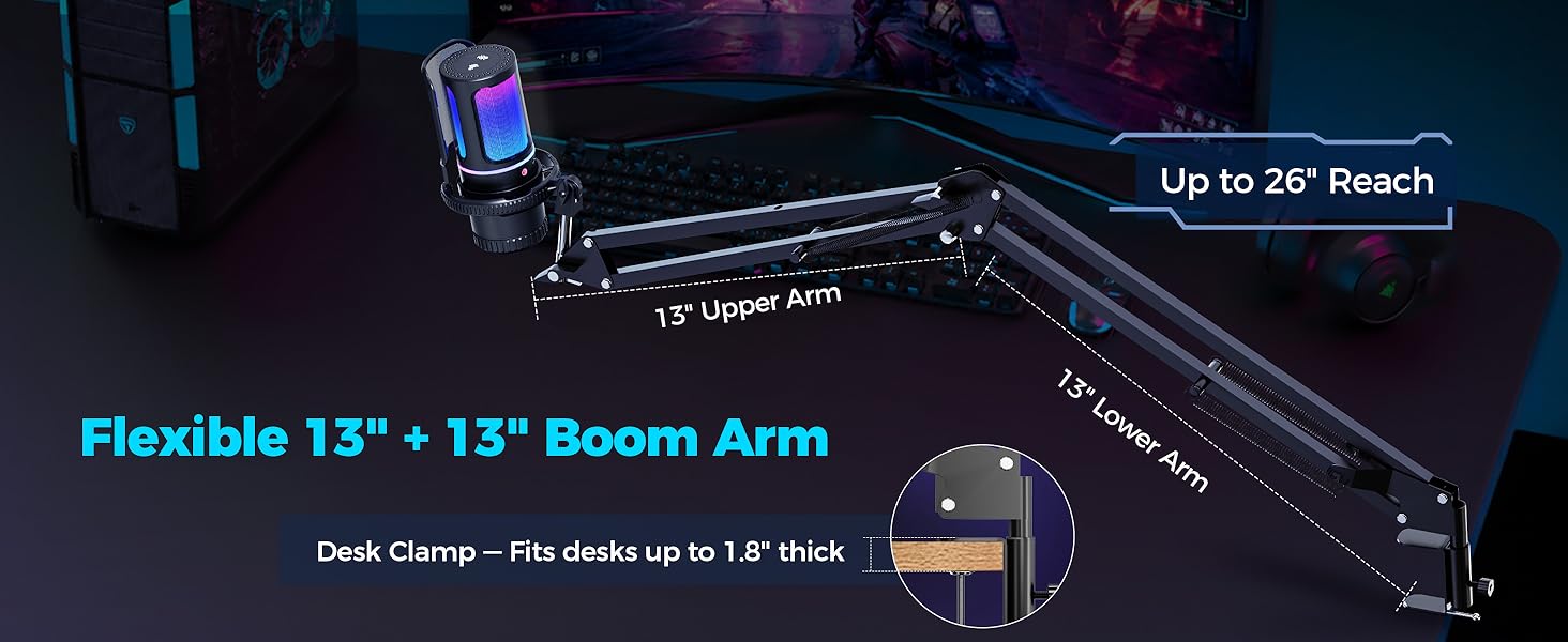 Flexible 13&amp;#34; + 13&amp;#34; Boom Arm