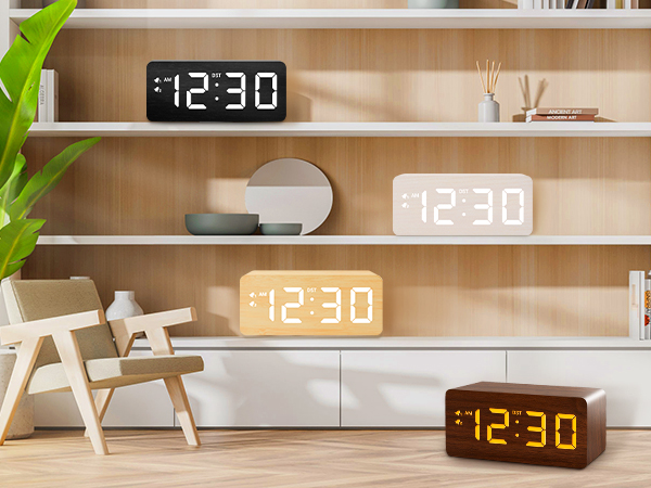 URAYCO WOODEN ALARM CLOCK FOR BEDROOM