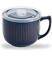Hoilse Ceramic Soup Bowl with Handle 32oz – Microwave Ramen Bowl with Lid, Soup Mugs &amp; Cups for C...