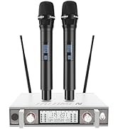 talomen Wireless Microphone System, Metal UHF Handheld Microphones Cordless Dynamic Mic Set, Auto...