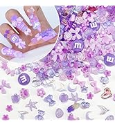 Briskbloom 320PCS Purple Assorted Mix 3D Nail Charms, Cute Resin Charms for Acrylic Nail Decorati...