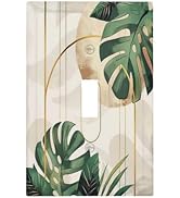 Wpshijia Light Switch Cover Plate Tropical Leaves Modern Geometric Botanical 1 Gang Single Toggle...