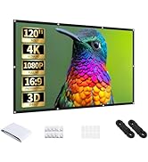 Aurzen 120-Inch Projector Screen, 16:9 4K HD, Foldable Anti-Crease, Portable Double-Sided Screen ...