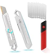Mutipurpose Utility Knife, Heave Duty Full Stainless Steel Retractable Box Cutter with 10PCS repl...