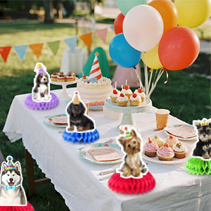 dog themed party table decorations