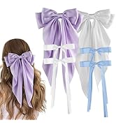 Depoka 6PCS Hair Ribbon, 4 Small + 2 Large Size Bows for Women with Long Tail Bow Clips, Coquette...