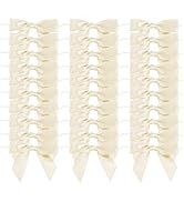 AIMUDI Small Ivory Bows for Christmas Tree 3.5" Pre Tied Ivory Bows for Wedding Premade Ivory Twi...