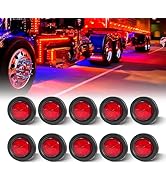 Oyviny 10PCS 2 Inch Red Round Trailer LED Marker Clearance Lights, 2” Side Marker Lights 4 LED Se...