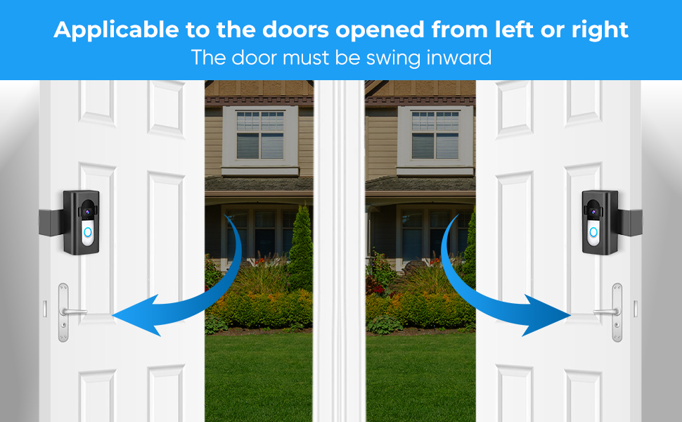 The doorbell bracket is suitable for doors that can be pushed inward from the left or right side