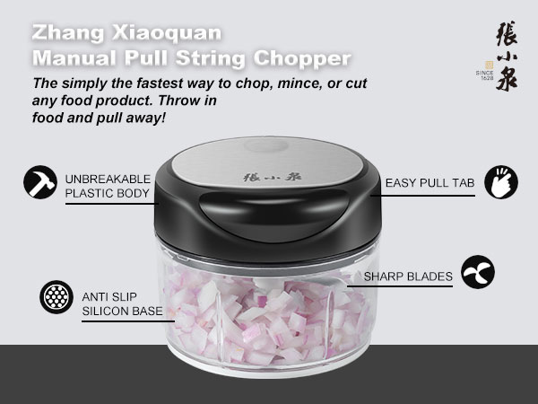 Pull Chopper with String, Food Chopper Vegetable Cutter for Veggies, Fruits, Salad, Onion, Ginger
