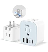 DIWILI Australia Travel Plug Adapter, Foldable Power Adapter with 4 USB(2 USB C Port) and 2 Outle...