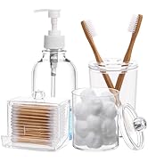 Tbestmax Bathroom Accessories Set 4 Pcs - Clear Toothbrush Holder Plastic Soap Dispenser and 2 Qt...