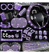 NBTEPEM 27 PCs Bling Car Accessories Set for Women, Bling Steering Wheel Covers Universal Fit 15 ...