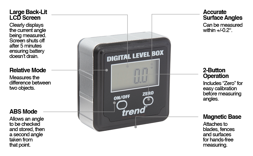 digital level box, angle finder, lcd display, magnetic, DLB