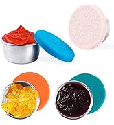 Salad Dressing Container To Go, 4x1.6oz Stainless Steel Condiment Containers with Lids, Premium S...