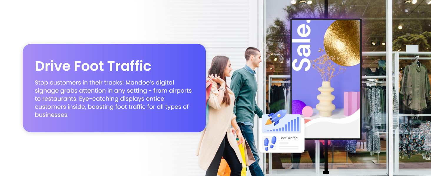 A business owner scheduling automated content playback using the Mandoe Essentials platform.