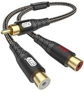 EMK RCA Splitter Cable 1 Male to 2 Female Y Adapter with Copper Shell &amp; 24K Gold-Plated Connector...