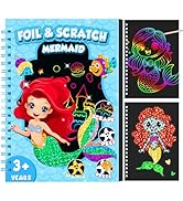 homicozy Art &amp; Craft Activity for Kids - Foil Fun Mermaids &amp; Scratch Art Book 2-in-1, No Mess Art...
