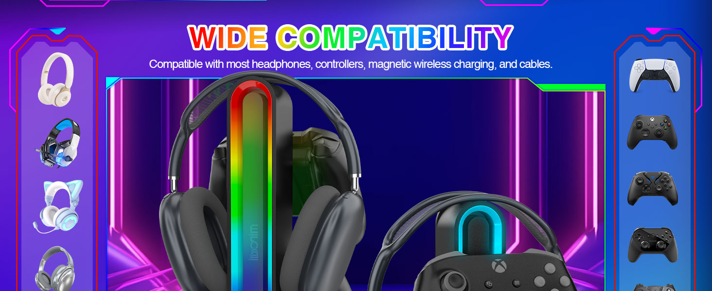 RGB Headset Stand with Charging Station