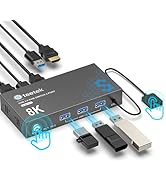 HDMI KVM Switch 1 Monitor 2 Computers, 8K@60Hz KVM Switches for 2 Computers Sharing Monitor Keybo...