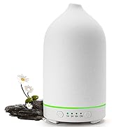 Gooamp 200ML Ceramic Essential Oil Diffuser - Ultrasonic Aromatherapy &amp; Humidifier with 7-Color L...