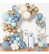 Amandir 153pcs Dusty Blue Balloon Garland Arch Kit, Different Sizes 18 12 10 5 inch Blue White Sa...