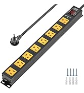 CRST 8 Outlet Metal Long Power Strip, 2100J Heavy Duty Surge Protector Power Strip, 6 FT Cord Mou...