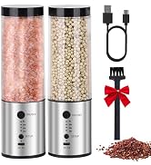 Upgraded 240ML Large Capacity Electric Salt &amp; Pepper Grinder Set, Rechargeable Salt &amp; Pepper Mill...