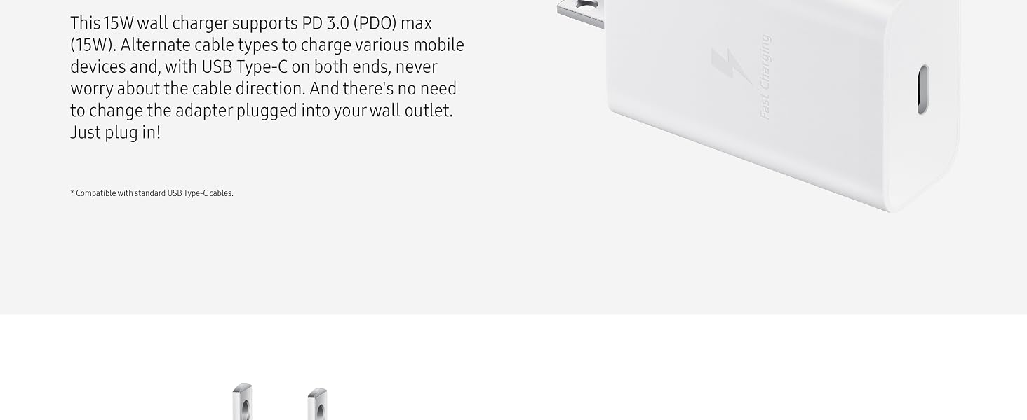 Samsung 15W Power Adapter With USB Cable White
