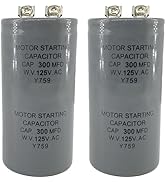 CD60 Capacitor 300uF 300MFD 125VAC 2-Pack Motor Start Capacitor for HVAC, Air Conditioning, Refri...
