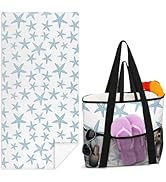 zcyxuuw Beach Bags Beach towel Set, Starfish Personalized Tote Bag Towel for Women Travel Birthda...