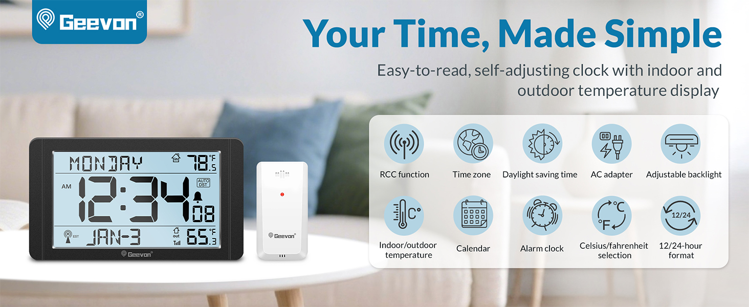 Geevon Large Alarm Clock