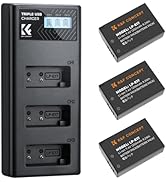 K&amp;F CONCEPT 3-Pack LP-E17 Battery and Upgraded 3-Slot LCD Charger Compatible with Canon EOS R50 R...