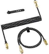 C03 Custom Coiled Keyboard Cable for Gaming Keyboard,Detachable Double Sleeve Starlight Nylon Bra...