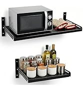 ABCOOL Wall Mount Shelf Rack Expandable for Microwave Oven Kitchen Home Adjustable Snap-in Detach...