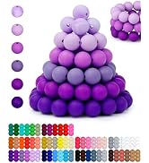 160PCS FIVEIZERO 12mm Silicone Beads for Keychain Making, Purple Mixed 6 Colors Round Silicone Be...