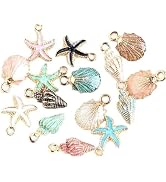 Dwuww 20pcs Multicolour Alloy Metal Shell Pendant Conch starfish Charms for Jewelry Making Fit DI...